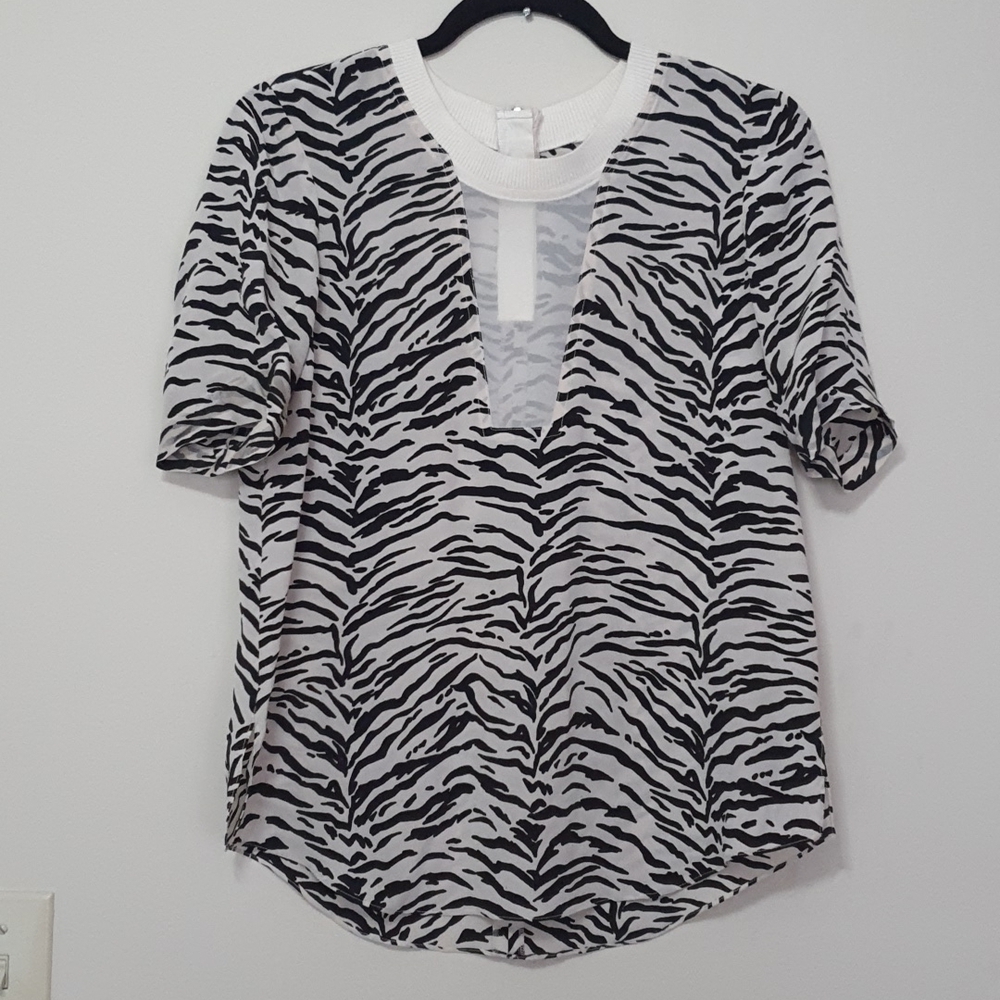 Rebecca Taylor Mesh Zebra Print Top
